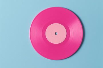 cd or dvd. compact disc isolated on blue background. Pink vinyl record on pastel light blue background.
