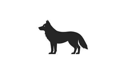 Obraz premium Solid black silhouette of a wolf-like dog