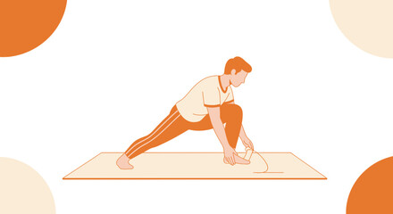 Man Warming Up Preparing To Jump Rope, Simple Minimalist Vector Illustration Background Focus