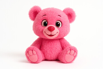 teddy bear isolated on white. Pink teddy bear sitting isolated on white background.