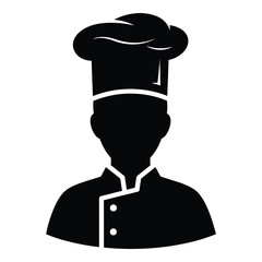 Silhouette of chef in traditional hat and uniform cooking profession icon silhouette