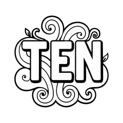 Bold Ten Letter Typography with Swirls