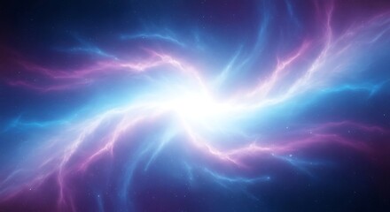 Vibrant cosmic nebula with glowing blue and pink energy swirls, creating a sense of awe and wonder