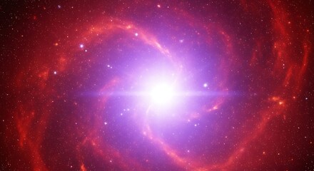 Fototapeta premium Vibrant nebula with bright star at center, swirling red gas and distant stars in deep space