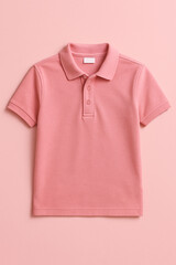 pink shirt isolated on light pink. Pink polo shirt on pastel pink background.