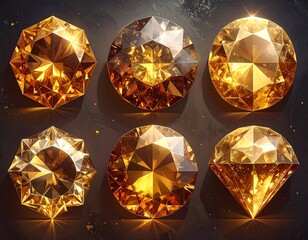 Amber gems on dark background