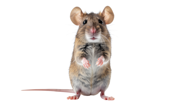 A small brown rodent with a long tail on a PNG background
