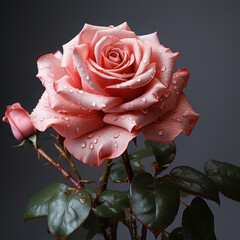 Rose on a dark gray background. AI generative.