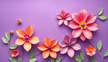 Obraz premium Pastel Paper Flowers on Gradient Background 
