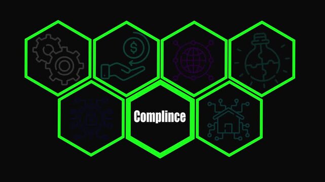 Performance and Management Icons - Acme Series, Businesswoman points to complince certified document ,black background 4k video .