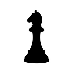 Single knight chess piece in silhouette against a bright white backdrop