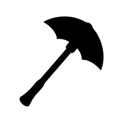 Black silhouette illustration of a bearded axe or splitting axe tool