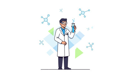 Scientist Examining Chemical Mixture, Exploring Innovations In Scientific Research Carefully and