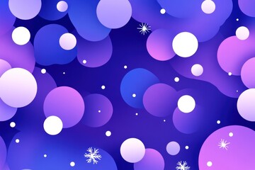 Abstract Winter Background with Purple Circles and Snowflakes