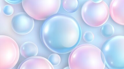 Pastel Spheres Floating In A Soft Blue Background