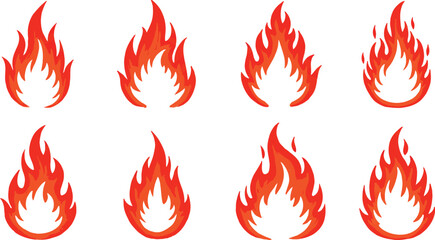 flames burning brightly in various shapes and sizes