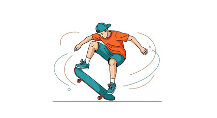Obraz premium Skateboarder Performing Acrobatics With Vibrant Colors And Dynamic Motion In Mid-Air