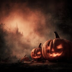 Fototapeta premium A pumpkin halloween background concept fantasy style