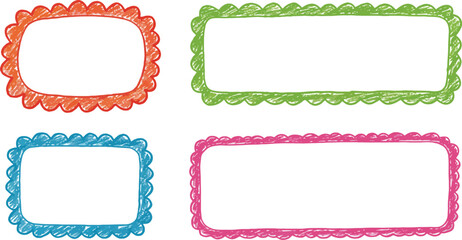 colorful frames with scalloped edges in various bright hues