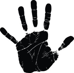 a black silhouette of a human hand print