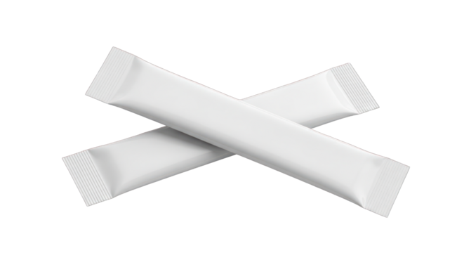 Two White Stick Packs Overlapping Each Other in a Cross.