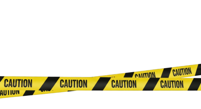 Yellow Caution Tape with Black Warning Text.