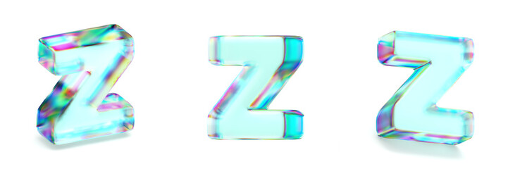 Crystal glass Font Set of letters Z 3D