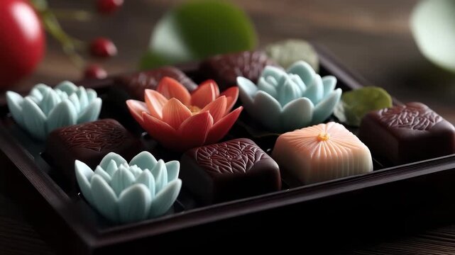 Exquisite Lotus Chocolate Gift Box Art Display