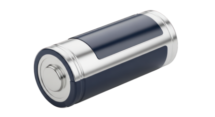AA Battery with Silver and Dark Blue Casing Energy Source.
