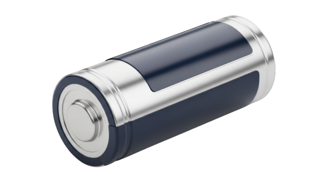 AA Battery with Silver and Dark Blue Casing Energy Source.