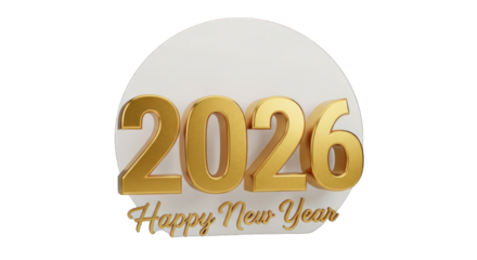 Golden 2026 New Year Celebration on White Background.