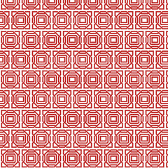 vector seamless pattern with hearts, tessellation, repeating shapes, gaps or overlaps, square motif, squares and octagons, geometric pattern, red outline, textiles to architecture, decorative art, 