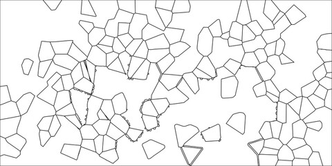 Outline geometric pattern of irregular polygons on a white background creating a clean, minimalist, and editable vector illustration for design elements
