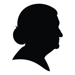 Elegant silhouette portrait of an elderly woman with hair in a bun silhouette