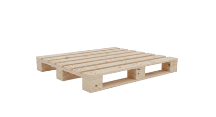 Light Wooden Pallet with Slats and Support Blocks.