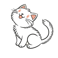 Obraz premium Adorable fluffy white kitten with pink cheeks and a happy expression animal cute