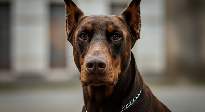 Brown doberman pinscher portrait - Powered by Adobe