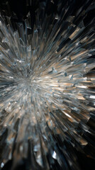Abstract close-up of shimmering shards creating a burst effect on a dark background

