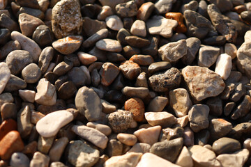 Small stones in the Adriatic Sea, clear water, pebbles, pebble beach