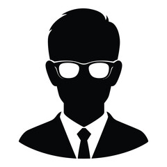 Silhouette of a man wearing glasses and a suit for professional use silhouette