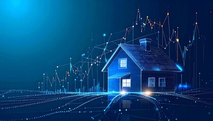 Digital house with financial data overlay