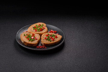 Vegan sandwiches with bread, mushroom or bean pate and vegetables. Vegetarian pate sandwiches