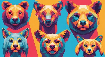 Vibrant geometric animal portraits pop with modern polygonal art style