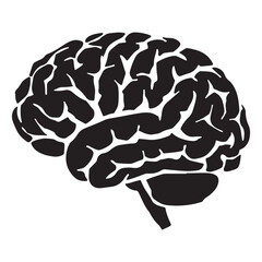 Human Brain Silhouette Vector Icon for Science, Psychology, Neurology, and Education Design