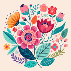 Colorful folk art floral arrangement