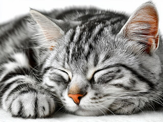 portrait of a grey tabby cat