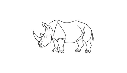 Fototapeta premium Simple line drawing of a rhinoceros