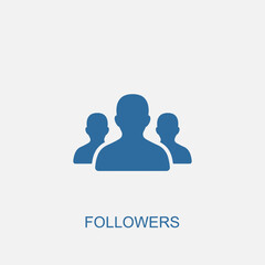 Fototapeta premium A blue icon of three stylized people representing followers.