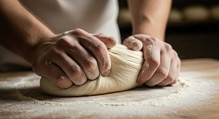 Skilled hands craft fresh dough on a flour-dusted surface, a culinary journey begins