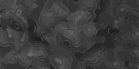 Dark Grayscale Abstract Topographic Contour Map Pattern Seamless Texture Background Vector Art illustration